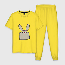 Пижама хлопковая мужская Весёлый кролик, цвет: желтый