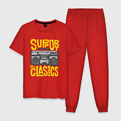 Пижама хлопковая мужская Поддерживайте классику, цвет: красный