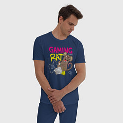 Пижама хлопковая мужская Игровая крыса, цвет: тёмно-синий — фото 2
