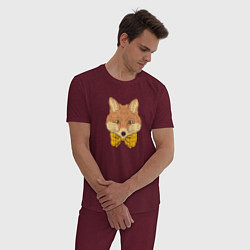 Пижама хлопковая мужская Голова лисы с бантом, цвет: меланж-бордовый — фото 2