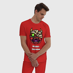Пижама хлопковая мужская Geometry Dash hard demon, цвет: красный — фото 2