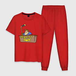 Пижама хлопковая мужская Хоккейный штрафник, цвет: красный