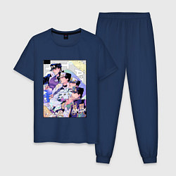 Пижама хлопковая мужская Этапы жизни Джотаро- JoJO, цвет: тёмно-синий