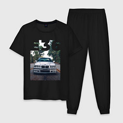 Пижама хлопковая мужская BMW E36, цвет: черный