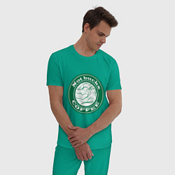 Пижама хлопковая мужская Не старбакс, цвет: зеленый — фото 2