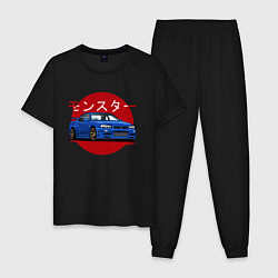Пижама хлопковая мужская Nissan Skyline R34 GT-R, цвет: черный