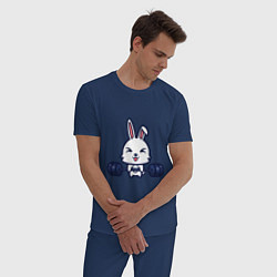 Пижама хлопковая мужская Кролик атлет, цвет: тёмно-синий — фото 2