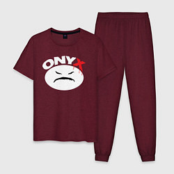 Пижама хлопковая мужская Onyx logo white, цвет: меланж-бордовый