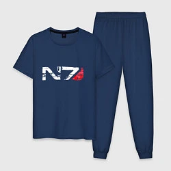 Пижама хлопковая мужская Mass Effect N7 - Logotype, цвет: тёмно-синий