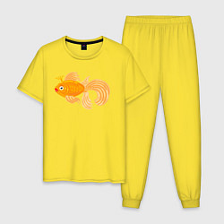 Пижама хлопковая мужская Золотая рыбка, цвет: желтый