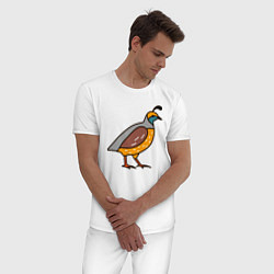 Пижама хлопковая мужская Птица перепел, цвет: белый — фото 2