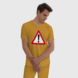 Пижама хлопковая мужская Знак - прочие опасности, цвет: горчичный — фото 2