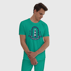 Пижама хлопковая мужская Морской маяк 1925, цвет: зеленый — фото 2