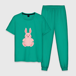 Пижама хлопковая мужская Розовый зайчонок, цвет: зеленый