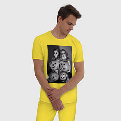 Пижама хлопковая мужская Криповые детки хэллоуин, цвет: желтый — фото 2