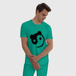 Пижама хлопковая мужская Инь-Янь - Панда, цвет: зеленый — фото 2