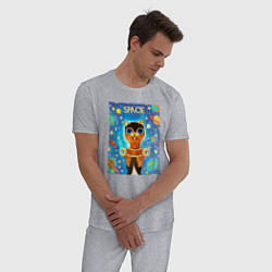 Пижама хлопковая мужская Кот - Повелитель Вселенной, цвет: меланж — фото 2