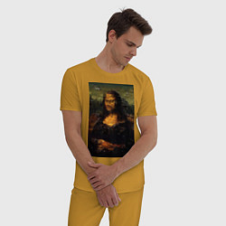Пижама хлопковая мужская Мона Лиза абстракция, цвет: горчичный — фото 2