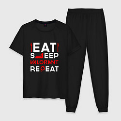 Мужская пижама Надпись eat sleep Valorant repeat