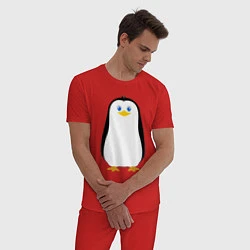 Пижама хлопковая мужская Красивый пингвин, цвет: красный — фото 2