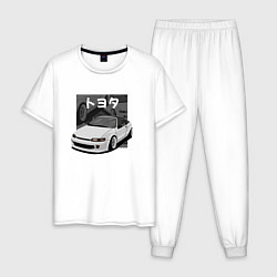 Пижама хлопковая мужская Toyota Sera JDM Retro Design, цвет: белый