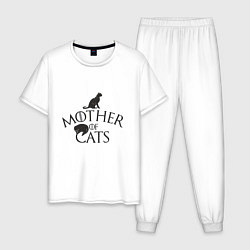 Пижама хлопковая мужская Мать котов, цвет: белый
