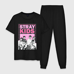 Пижама хлопковая мужская Stray Kids boy band, цвет: черный