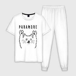 Пижама хлопковая мужская Paramore - rock cat, цвет: белый