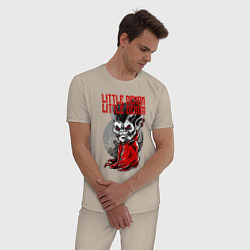 Пижама хлопковая мужская Маленький демон в рубашке, цвет: миндальный — фото 2