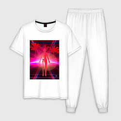 Пижама хлопковая мужская Человеческая сущность, цвет: белый
