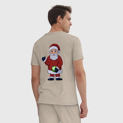 Мужская пижама Дед Мороз с елочной игрушкой / Миндальный – фото 4