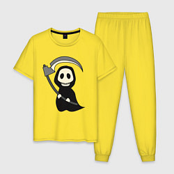 Пижама хлопковая мужская Милая смерть с косой, цвет: желтый