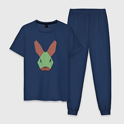 Пижама хлопковая мужская Лоскутный кролик, цвет: тёмно-синий