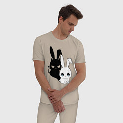 Пижама хлопковая мужская Милый кролик - ангелочек или дьяволёнок?, цвет: миндальный — фото 2