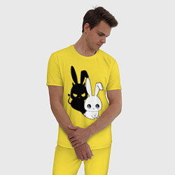 Пижама хлопковая мужская Милый кролик - ангелочек или дьяволёнок?, цвет: желтый — фото 2