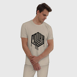 Пижама хлопковая мужская Логотип группы сплин, цвет: миндальный — фото 2
