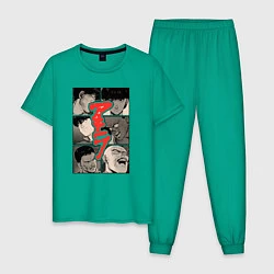Пижама хлопковая мужская Akira Minasai dark, цвет: зеленый