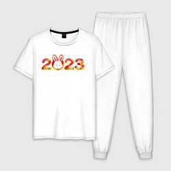 Пижама хлопковая мужская Новый год 2023, цвет: белый