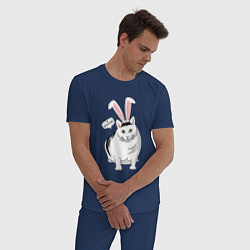Пижама хлопковая мужская Кролик Бендер - 2023, цвет: тёмно-синий — фото 2