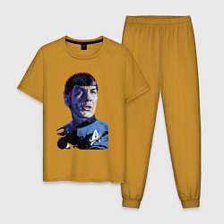 Пижама хлопковая мужская Звездный путь - Спок, цвет: горчичный