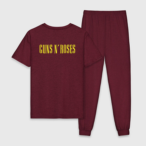 Мужская пижама Guns n roses Skull / Меланж-бордовый – фото 2
