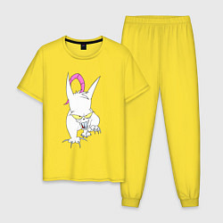 Пижама хлопковая мужская Evil the cat - Червяк джим, цвет: желтый