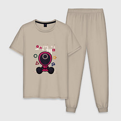 Пижама хлопковая мужская Squid game baby, цвет: миндальный