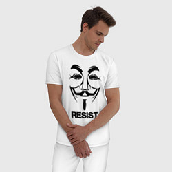 Пижама хлопковая мужская Guy Fawkes - resist, цвет: белый — фото 2