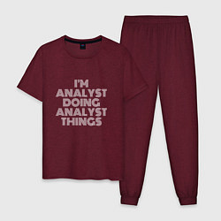Пижама хлопковая мужская Im analyst doing analyst things, цвет: меланж-бордовый