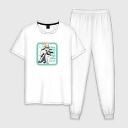 Пижама хлопковая мужская Jean neon, цвет: белый