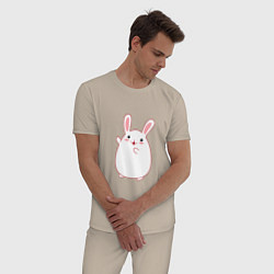 Пижама хлопковая мужская Круглый кролик, цвет: миндальный — фото 2