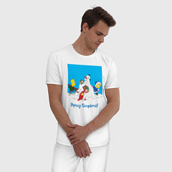 Пижама хлопковая мужская Дети Симпсоны лепят маму с папой, цвет: белый — фото 2