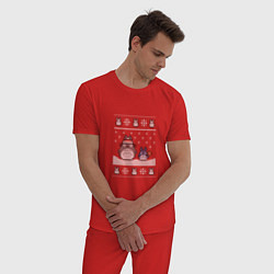 Пижама хлопковая мужская Новогодние тоторики - ugly sweater, цвет: красный — фото 2
