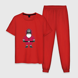 Пижама хлопковая мужская Squid game santa, цвет: красный